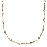 14k Gold 1.5mm Diamond Stations Cable Chain Necklace