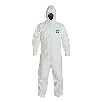 DuPont Tyvek 400 TY127S Disposable Protective Coverall with Respirator-Fit Hood and Elastic Cuff, White