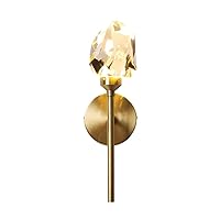 Single Head Crystal Bedside Wall Lamp, Bedroom Brass Wall Light, Modern 5W LED 3 Color Mode Corridor Decorative Lighting Wall Sconce, Simple Indoor Copper Wall Lights Fixtures