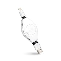 ReTrak Lightning to USB Cable, Retractable MFi Certified iPhone Charger, 2.6ft, White