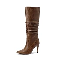 Sexy Stiletto Pleated Knee high Boots Women's Autumn and Winter Modern high Boots Party Shoes