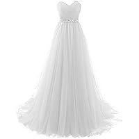 Women's Strapless Tulle Crystal Beaded Quinceanera Dress Sweetheart A Line Party Ball Gown