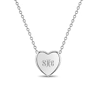 925 Sterling Silver Plain Polished Heart Necklace For Young Girls and Pre-Teens 16