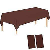 2 Pack Plastic Tablecloths Disposable Plastic Table Covers Table Cloths BBQ Picnic Birthday Wedding Party TableCloth Oil-proof Waterproof Table Cloth Light Weight Thin Brown Table Cover 54 x 108 In