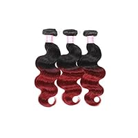 Real Human Hair Extensions Body Wave 3 Bundles Natural Black Wine Red 18