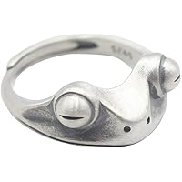 925 Sterling Silver Frog Open Rings for Women Vintage Cute Animal Finger Ring Silver Fashion Party Jewelry Gifts Lovely and Practical