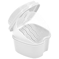 Denture case Retainer case1PC Strong Denture Box with Simple Retrieval Tab Denture Bath Case False Teeth Storage Premium Mouth Guard Box Perfect to Safe Guard Dentures and Valuables(White)