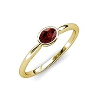 Oval Cut Red Garnet 1 ctw Women East West Solitaire Engagement Ring 10K Gold