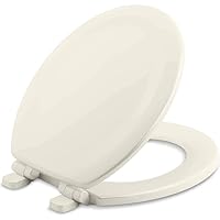 KOHLER K-20467-96 Stonewood Quiet-Close Round Toilet Seat, Wood Toilet Seat, Slow Close Toilet Seat, Biscuit