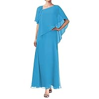 Mother of The Bride Dresses Overlay Cape Chiffon Formal Evening Gowns Long Mother of The Groom Dresses