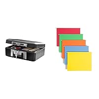SentrySafe Fireproof Safe Box with Key Lock, Chest Safe & Smead Colored Hanging File Folder with Tab, 1/5-Cut Adjustable Tab, Letter Size, Assorted Primary Colors, 25 Per Box
