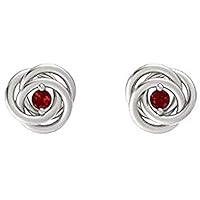 Round Shape Created Ruby 925 Sterling Silver Rose Flower Interlocking Earrings 14k White/Yellow/Rose Gold Plated