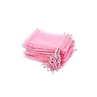 50 Pcs Organza Jewelry Pouches Drawstring Candy Bags Wedding Party Yarn Gift Bags Pink Durable and Nice, alloy, Zinc, No Gemstone