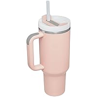 40 OZ Insulated tumbler with straw, Double Vacuum Stainless Steel Water Bottle for Home, Office or Car - Iced Coffee Cup Reusable,Thermos Travel Coffee Mug,Keep Hot/Cold for Hours (Pink)