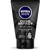 Pack of 1- MEN Deep Impact Intense Clean for Beard Face with Black Carbon Face Wash (50 g)