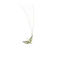 14k Gold Bird Necklace 14k Solid Gold Green Bird Jewelry