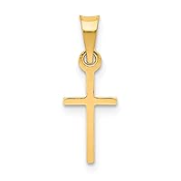 JewelryWeb 14k Yellow Gold Solid Mini for boys or girls Polished Religious Faith Cross Charm Pendant Necklace Measures 11x6mm