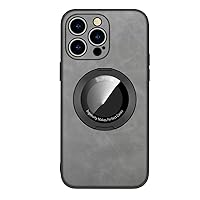 LOFIRY- Leather Case for iPhone 15 Pro Max/15 Pro/15 Plus/15, with Magnetic Stand Phone Case Support Wireless Charging Lens Protection Cover (15 Pro Max,Grey)