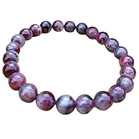 8mm Natural Gemstone Canadian Auralite Round shape Smooth cut beads 7.5 inch stretchable bracelet for men. | HS_Stbr_M_02476