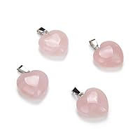 4pcs Adabele Natural Pink Rose Quartz Gemstone 20mm Heart Pendant Healing Crystals Chakra Gem Stones Rock Crystal Quartz for Jewelry Making