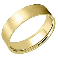 Everstone Matte & Brushed Flat Ring Male Female Men Women His Her Groom Bride Promise Ring Wedding Bands Titanium Ring Color Yellow Gold 6MM 4MM