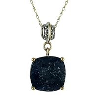Blue Sapphire Natural Gemstone Cushion Shape Pendant 925 Sterling Silver Casual Jewelry | Yellow Gold Plated