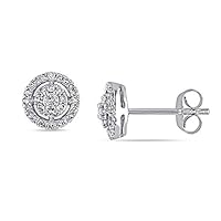 0.33 CT Round Cut Created Diamond Halo Engagement Gift Stud Earrings 14k White Gold Over