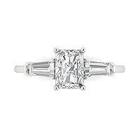 Clara Pucci Yellow/Rose/White 14k Solid Gold 3 stone anniversary Engagement Promise Bridal Ring - 1.5Ct Emerald Cut Simulated Diamond