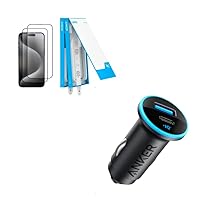 USB C Car Charger Adapter, Anker 52.5W Cigarette Lighter USB Charger,Anker Screen Protector for iPhone 15 Pro Max