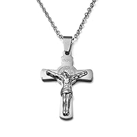 locomotive Stainless Steel Jesus Cross Necklace Pendant Catholic St Benedict Cross Necklace Religious Jewelry
