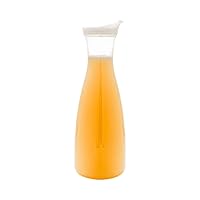 Restaurantware Bar Lux 51 Ounce Juice Carafe 1 Shatterproof Mimosa Pitcher - With Lid Narrow Neck Clear Plastic Water Decanter Wide Rim For Serving Iced Tea Or Milk