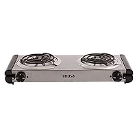 Imusa USA GAU-80312US Electric Double Burner 1750-Watts, Stainless Steel, Silver