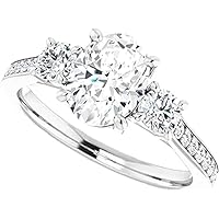 Moissanite Star 3-Stone Moissanite Ring Oval 2.0CT, Moissanite Engagement Ring/Moissanite Wedding Ring/Moissanite Bridal Ring Set, 925 Sterling Silver, Perfact for Gift Or As You Want