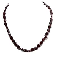 Genuine Mozambique Garnet Oval Beads Strand Necklace- 16