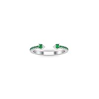 1.50 Ctw Round Cut Lab Created Green Emerald Open Half Eternity Band Engagement Anniversary Ring 14K White Gold Plated For Womens & Girls