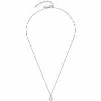 Leonardo Jewels Isa 023346 Women's Necklace Stainless Steel with Pendant White Imitation Pearl and Zirconia Stones Length 42-47 cm Jewellery Gift, Stainless Steel, No Gemstone
