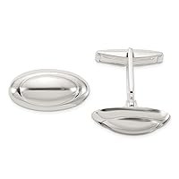 925 Sterling Silver Polished Long Oval Cuff Links Measures 10.7x21.1mm Wide Jewelry for Men