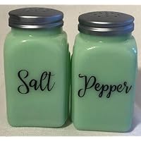 Salt & Pepper Shaker Set - Glass Arched Pattern - Imported (Jade)