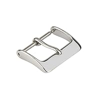 Ewatchparts 20MM WATCH BUCKLE PIN STYLE COMPATIBLE WITH LEATHER RUBBER WATCH BAND STRAP SHINY SILVER