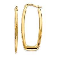 14k Yellow Gold 2.25mm Rectangle Hoop Earrings Fine Jewelry For Women Gifts For Her