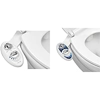 LUXE Bidet NEO 185 White & Blue Self-Cleaning Dual Nozzle Non-Electric Bidet Toilet Attachment Bundle
