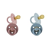 Itzy Ritzy Natural Rubber Pacifiers Set of 2, Newborn 0-6 Months, Cherry Nipple, Safety Shields, Stylish Cable Handle, 2 Colors