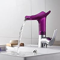 Faucets,Colorful Basin Faucets Waterfall Bathroom Faucet Single Handle Basin Mixer Tap Bath Faucet Solid Acrylic Crane/Purple
