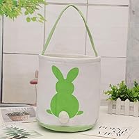 Buy two get one free,Canvas Easter Portable Blue, DIY Manual Easter Basket, Plush Rabbit Tail Basket (green)