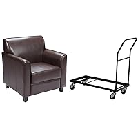 Flash Furniture Hercules Diplomat Series Brown LeatherSoft Chair & Kaden Folding Chair Dolly