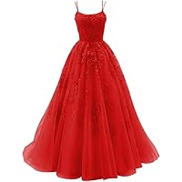 Tulle Lace Appliques Prom Dresses Women Long Spaghetti Straps Ball Dress 2024 Corset Bridesmaid Wedding Gowns LVY005
