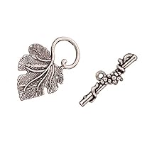 Grape Vine Design Toggle Clasp Antique-Silver Plated 23.3/24.6mmx37/8.4mm Sold per Pack of 10pairs