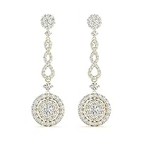 The Diamond Deal 18kt White Gold Womens Twisting Cluster Round-Shaped VS Diamond Earrings 1 Cttw