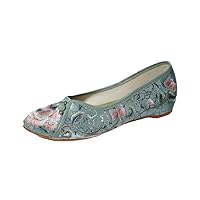 Women Slip On Pointed Toe Ballet Flats Ladies Ethnic Embroidered Spring Shoes Comfortable Mom Loafers Vintage Shoes Lake EN8 8