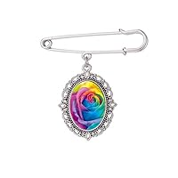 Rainbow Flower LGBT Brooch Pin Dress Shirt Shawl Clips